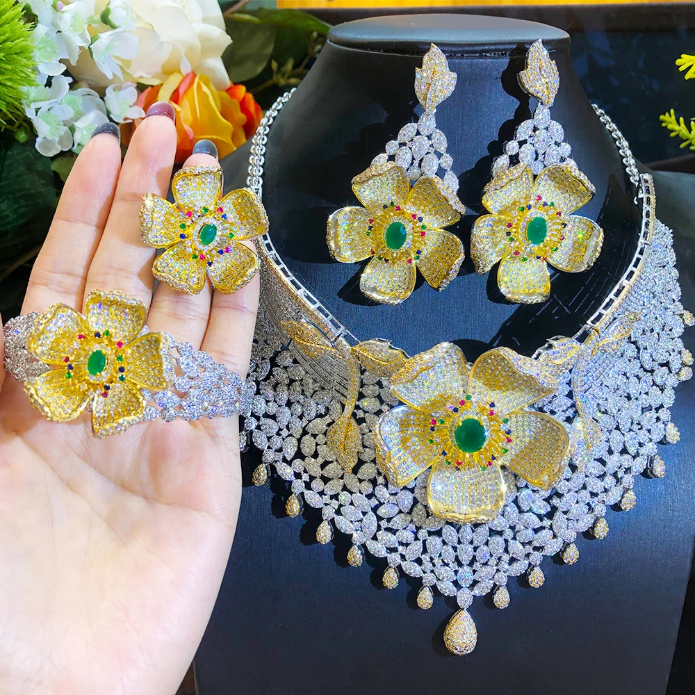 

KellyBola Noble Luxury CustomizedKe Zircon Round Pendant Necklace Bracelet Ring Earring 4PCS Women's Wedding Banquet Jewelry Set