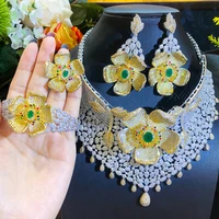 kellybola noble luxury customizedke zircon round pendant necklace bracelet ring earring 4pcs womens wedding banquet jewelry set