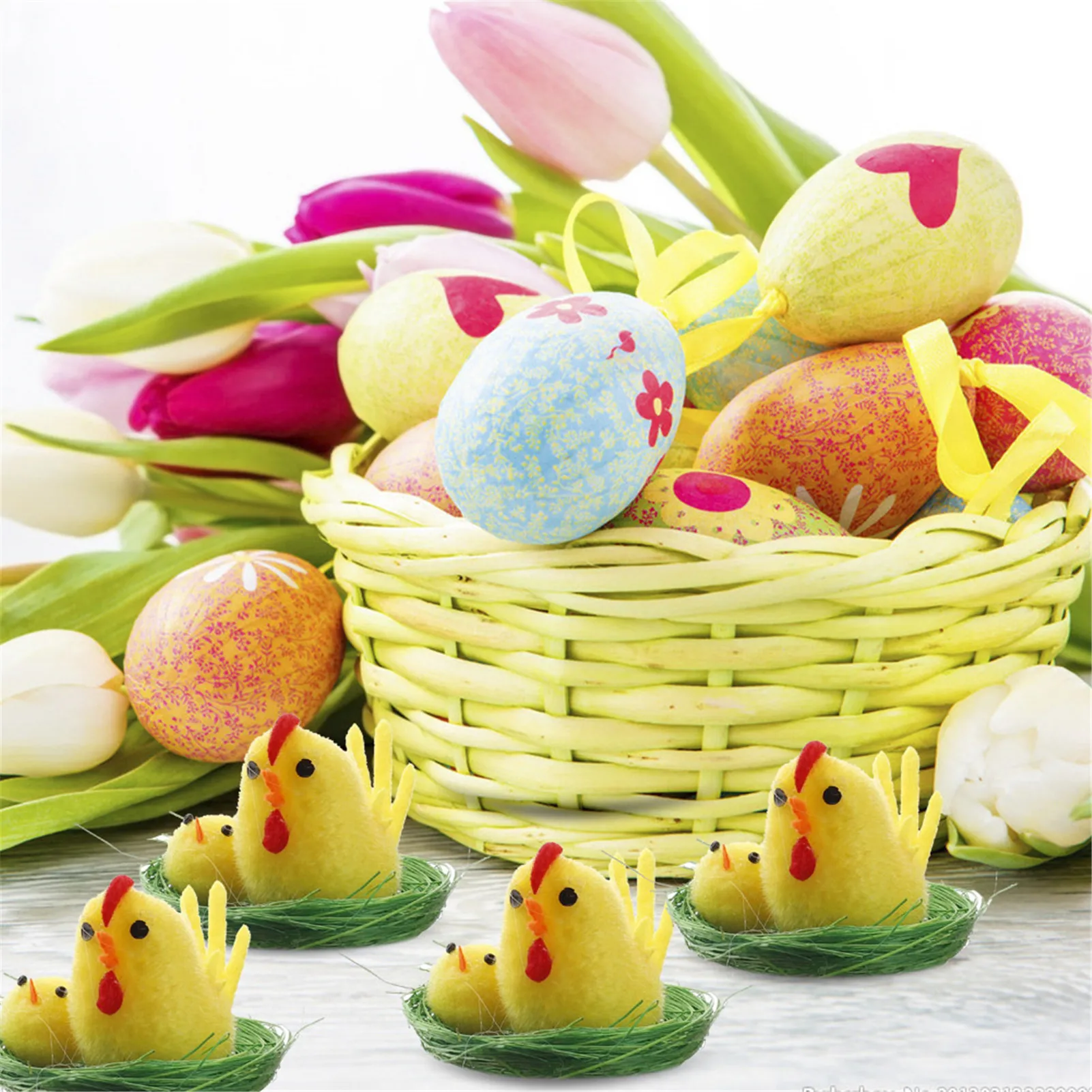 

12/36PCS Simulation Easter Chick Mini Lovely Artificial Chicken Home Decoration Toys Plush Chicken Easter Gift for Children