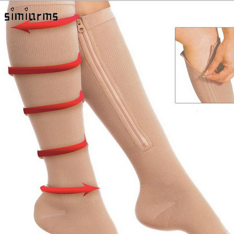 

Zipper Compression Stockings Burn Fat Graduated Blood Circulation Knee High Tube Socks Compression Socks Sport Medias De Mujer