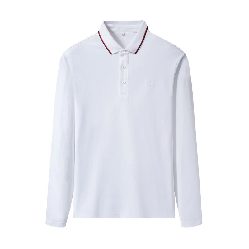 

Spring and autumn new pure color polo shirt men's leisure sports long sleeve T-shirt