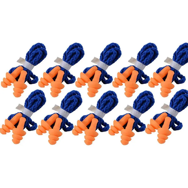 

Retail 100 Pairs Individually Wrapped Non Toxic Soft Silicone Corded Ear Plugs Reusable Hearing Protection Rubber Earplugs