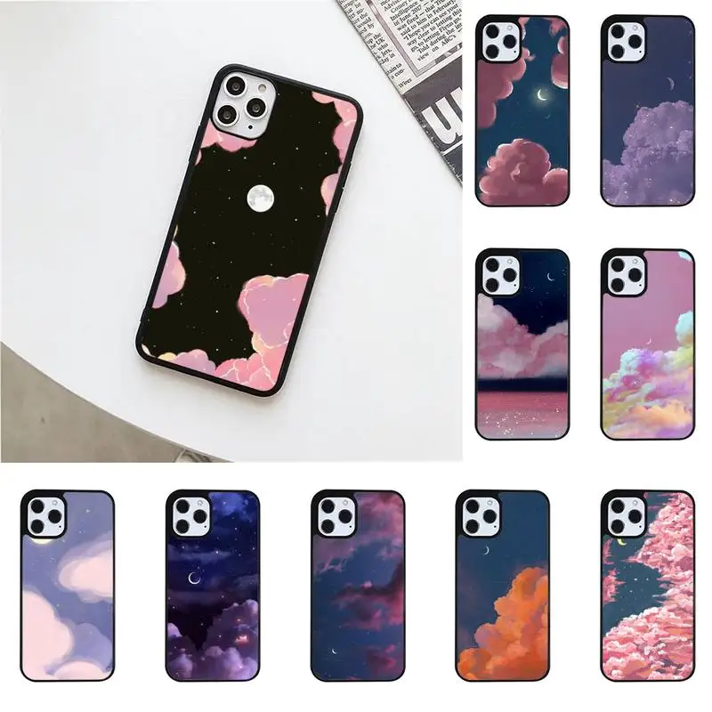 Романтичный цветной чехол для телефона с белыми облаками луной небом Samsung S7 S8 S9