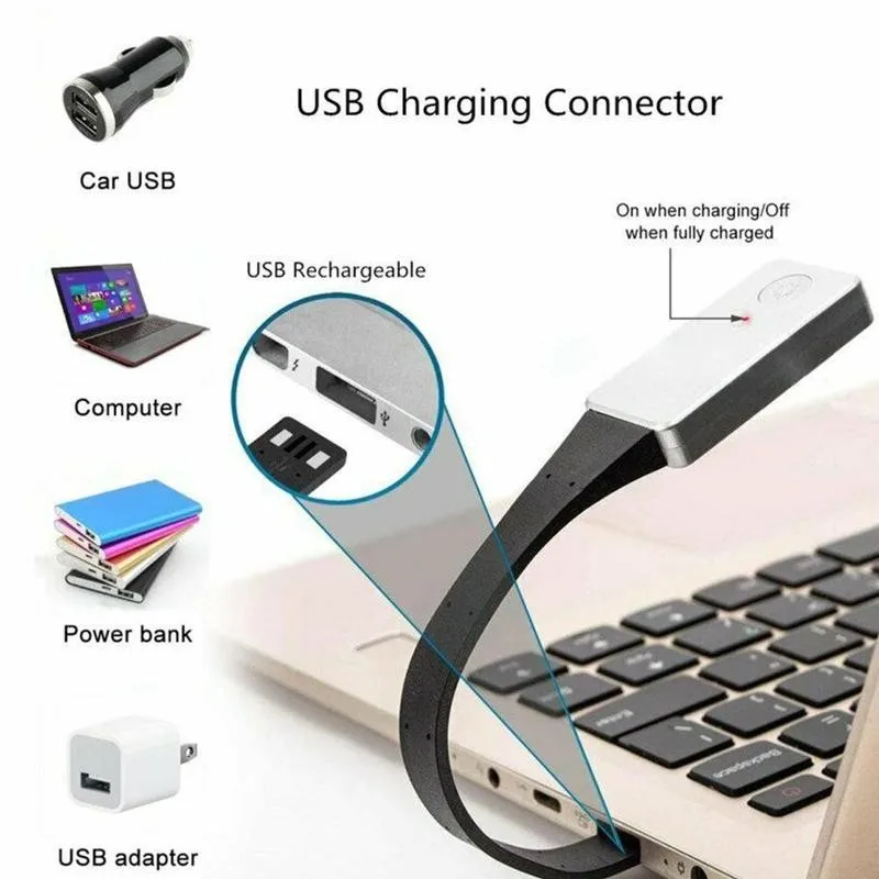 Светильник для чтения с клипсой черный светодиодный ночник Usb зарядкой Гибкая