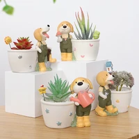 creativity gardening art cute dog succulents flower pots home decoration cartoons resin flowerpot garden potted ornaments