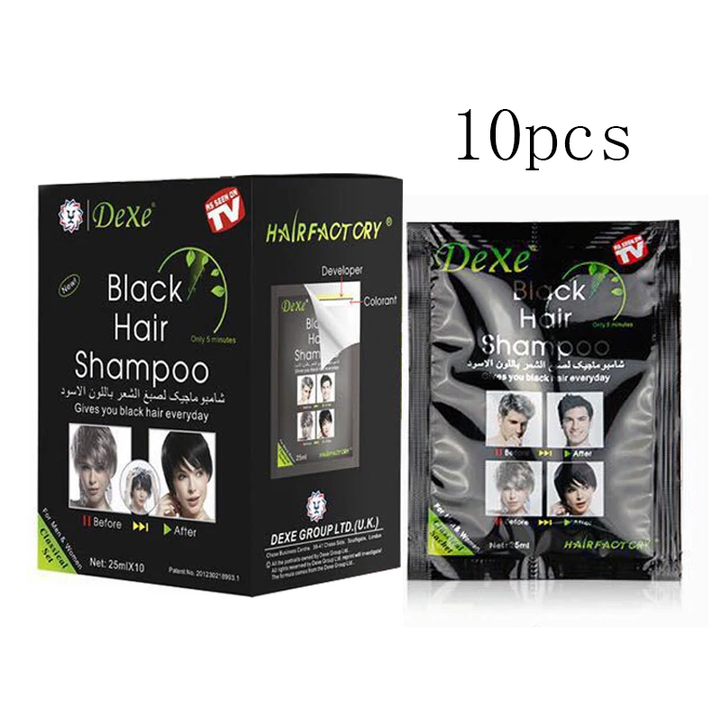 

Dexe Black Hair Shampoo 5 Mins Dye Hair Into Black Herb Natural Faster Black Hair Restore Colorant Shampoo and Treatment 10pcs