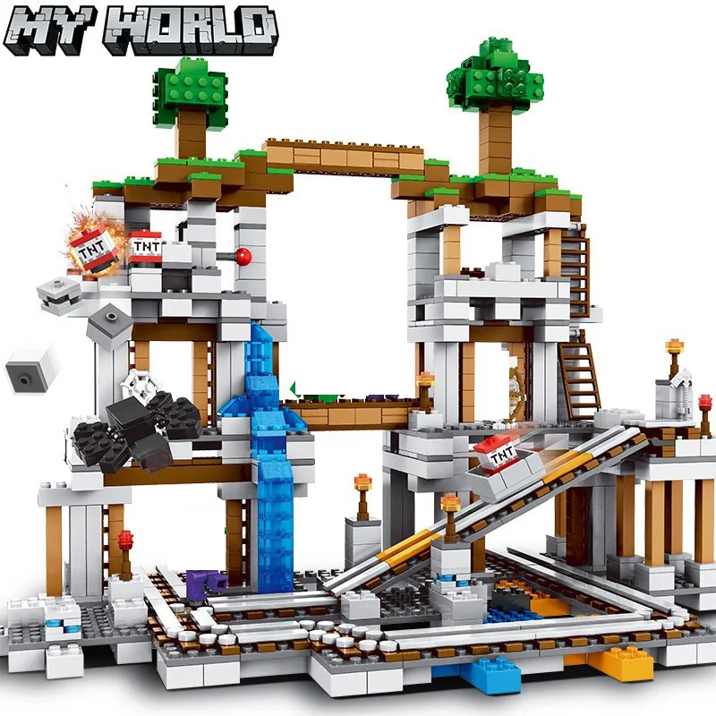 

10179 My World The Mine Mountain cave Building Blocks Compatible with 21118 Toy Bricks gift for children