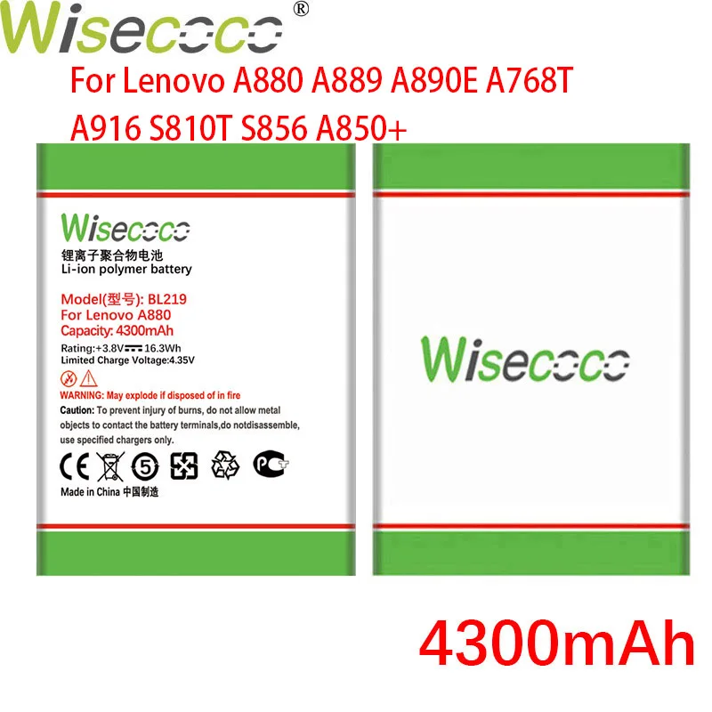 Аккумулятор Wisecoco BL219 4300 мАч для Lenovo A880 A889 A890E A768T A916 S810T S856 A850 + аккумулятор телефона