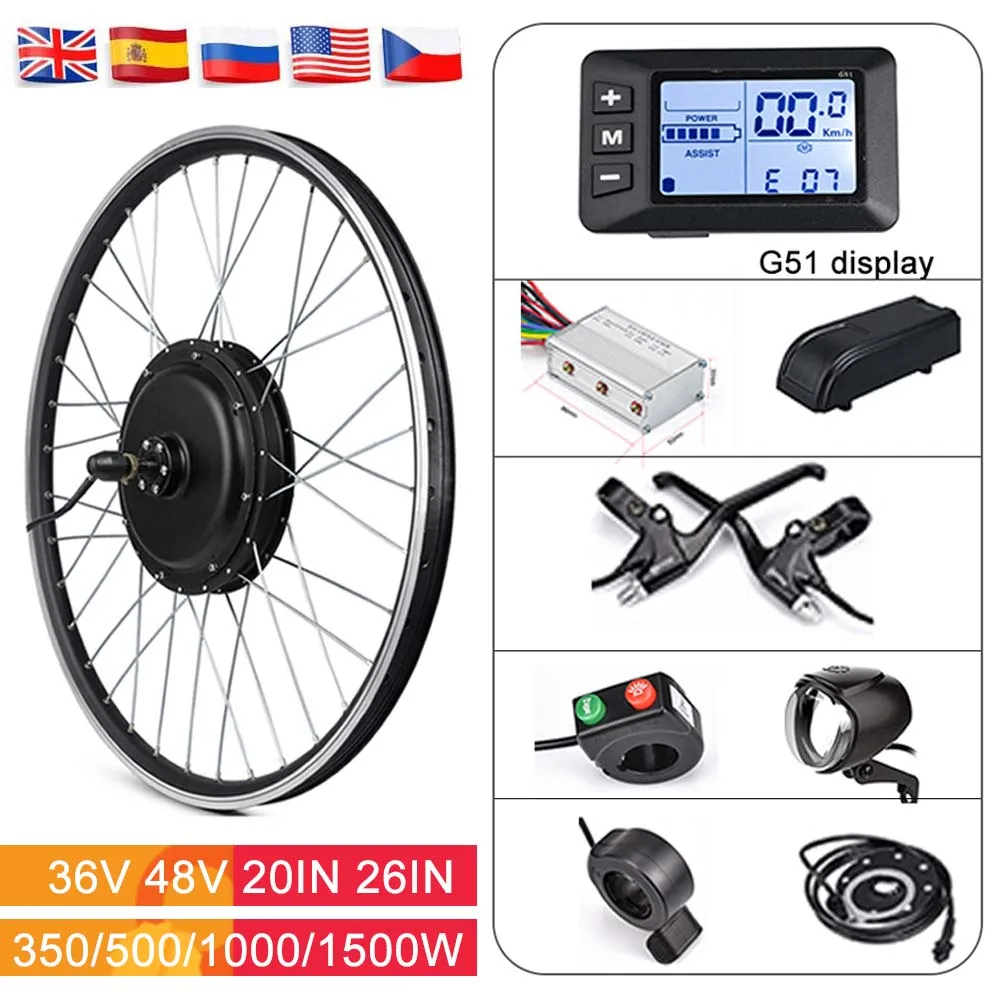 melhor Kit De Conversão 1500w Da Roda Do Motor Do Cubo 36v 48v 350w 500 Jogo Dianteiro Da Conversão Da Roda Traseira E Da Bicicleta Com S830 Lcd3 20/26in