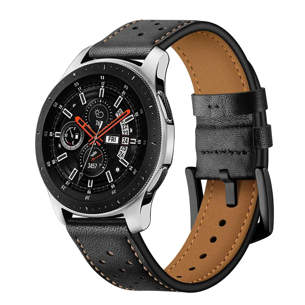 20/22 мм ремешок из натуральной кожи для Samsung Gear S3 Frontier Classic Galaxy Watch 46 часов Huami Amazfit