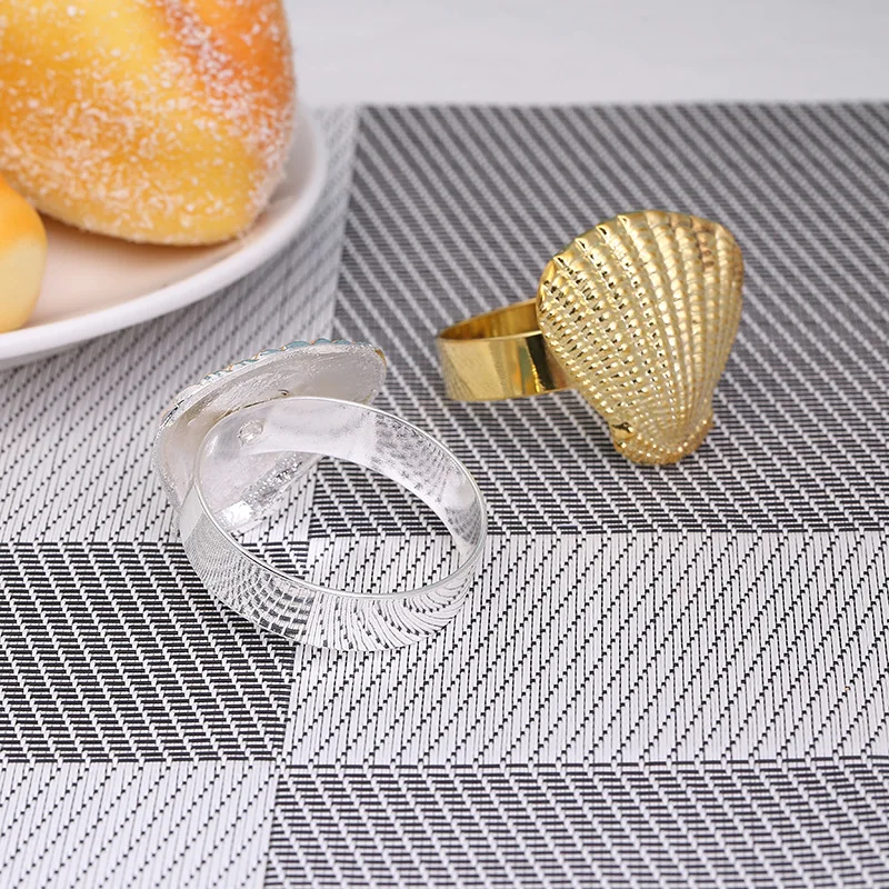 

4PCS/Metal Ocean Series Shell Napkin Ring Table Decoration Decoration Used for Family Gathering and Western Food occasions