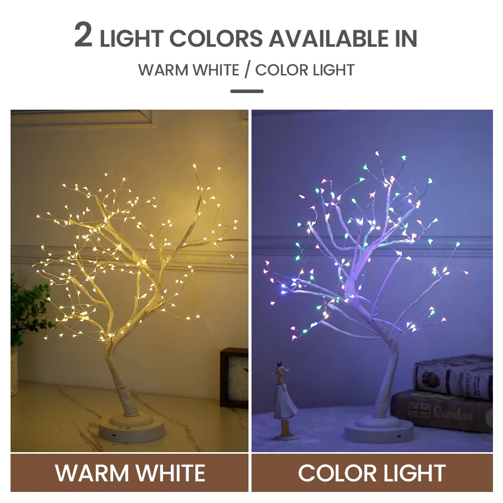 Tree Shape DIY LED String Lights Battery Powered&ampUSB Charging Warm White/RGB Colorful Fairy Light Casual Styling 8 Modes | Лампы и