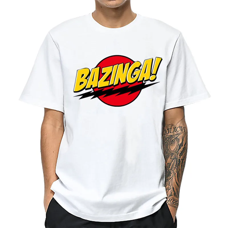 Футболка Bazinga мужская с забавным мультяшным принтом удобная рубашка в стиле хип