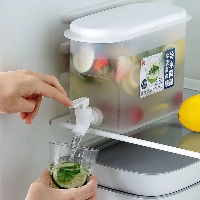 

Cold Water Kettle 3.5L with Faucet Refrigerator Fruit Teapot Summer Household Lemonade Bottle Cooling Bucket Large Capacity