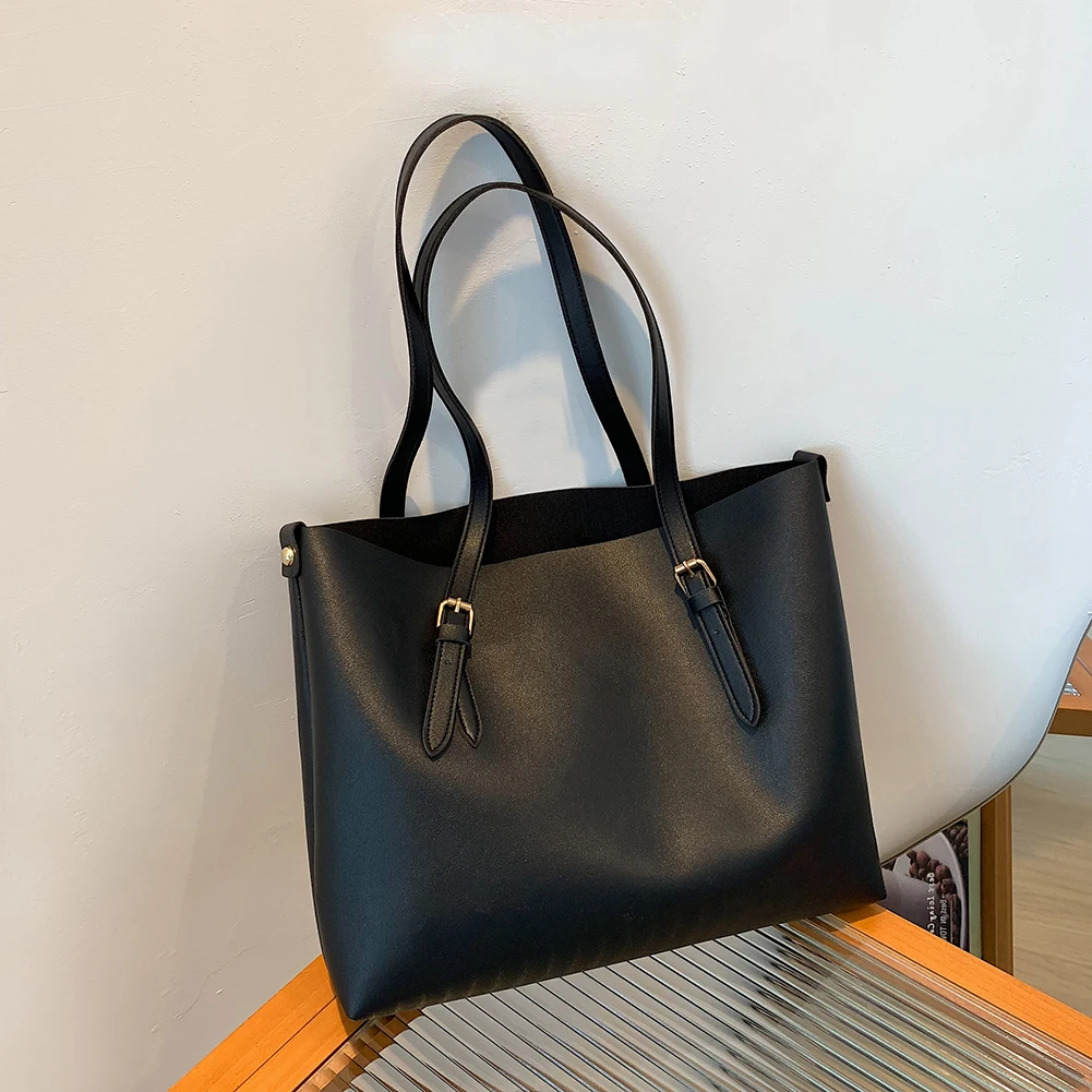 

Fashion Women's Bag PU Leather Solid Color Shoulder Shopping Bag Casual Ladies Large Capacity Top Quality Brand Tote Handbags