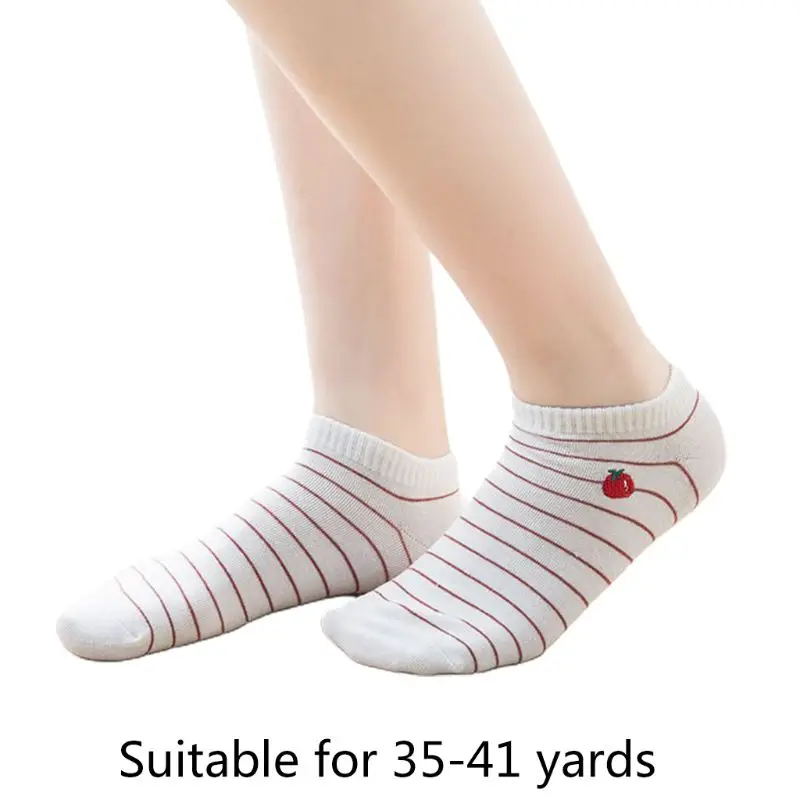 Женские хлопковые носки-лодочки в полоску милые короткие Чулочные изделия с