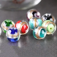 5pcs round 12mm foil lampwork glass loose crafts beads for jewelry making diy findings