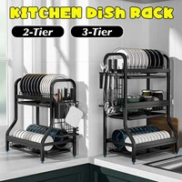 23 tier stainless steel kitchen storage shelf dish drying rack holder drainer sink organizer accessories knife fork container
