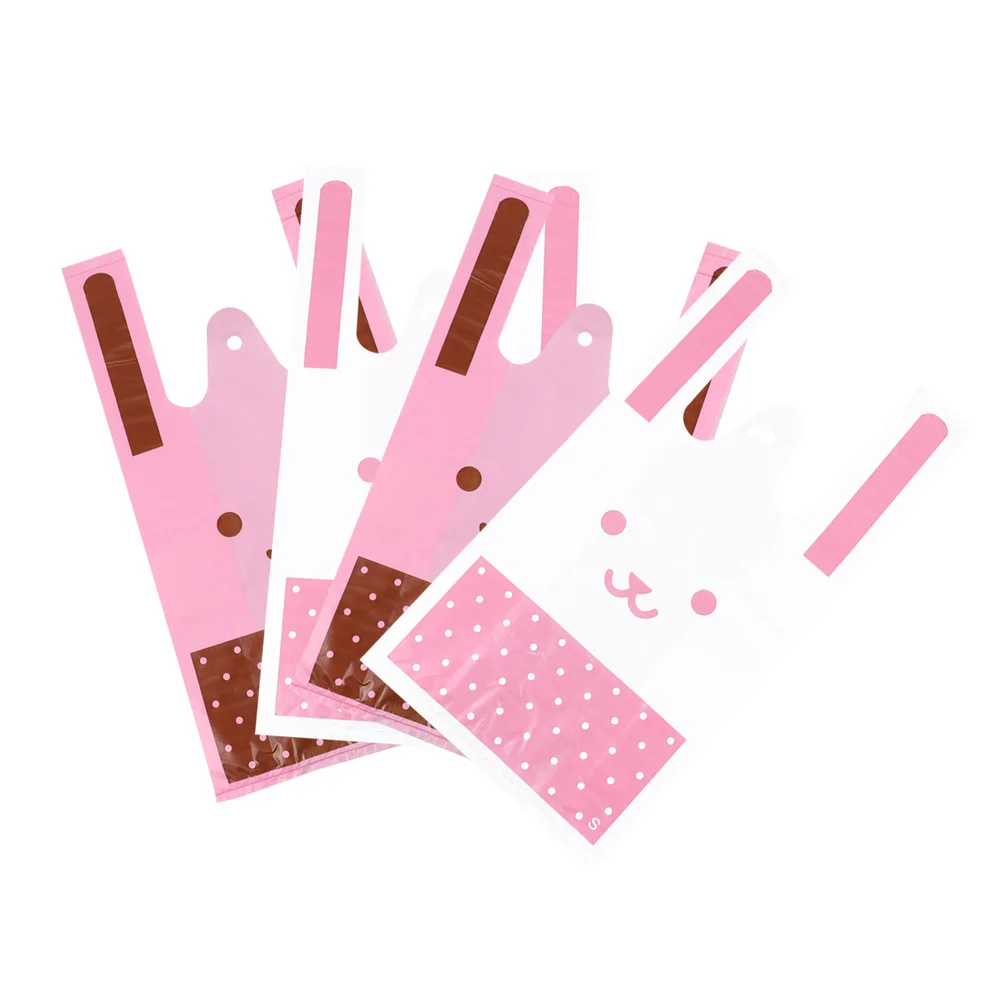

100pcs Cartoon Rabbit Bag Rabbit Printed Storage Bag Gift Wrapping Tote Bags