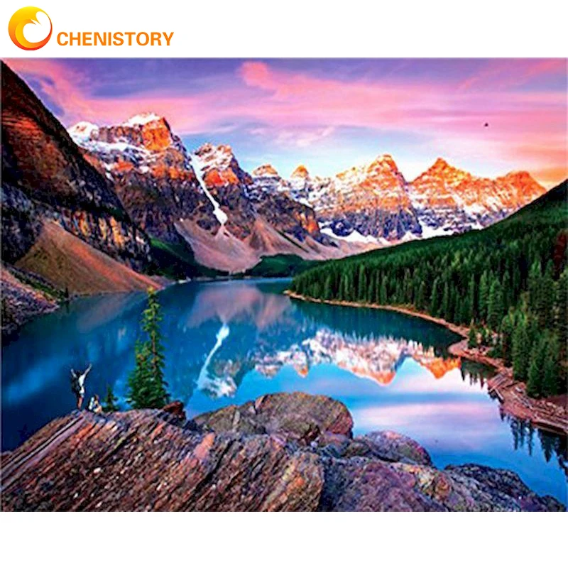 

CHENISTORY 5D DIY Full Square Diamond Painting Lake Scenery Diamond Painting Embroidery Wall Stickers Mosaic Picture Home Decor