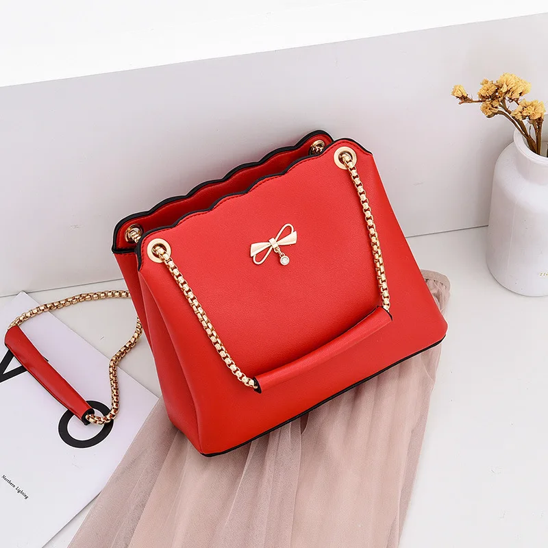 

Online Celebrity Textured Popular Packet Women's Hipster Bow Hanging Decoration PU One-Shoulder Crossbody Bag