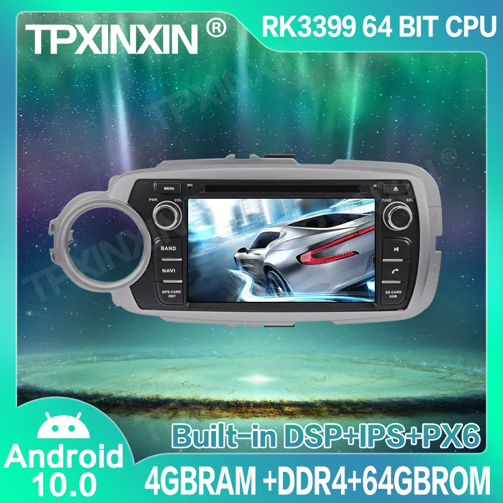 Автомобильный мультимедийный плеер 4 + 64 ГБ Android 10 0 для Toyota Yaris 2012-2015 GPS-навигатор