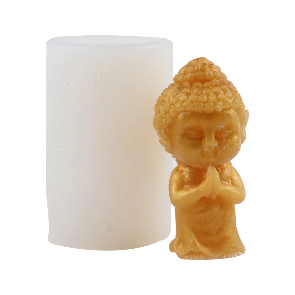 

3D Buddha Shaped Silicone Candle Mold Handmade Aromatherarpy Gypsum Resin Crafts Soy Wax Candle Mould Making Decoration Tool