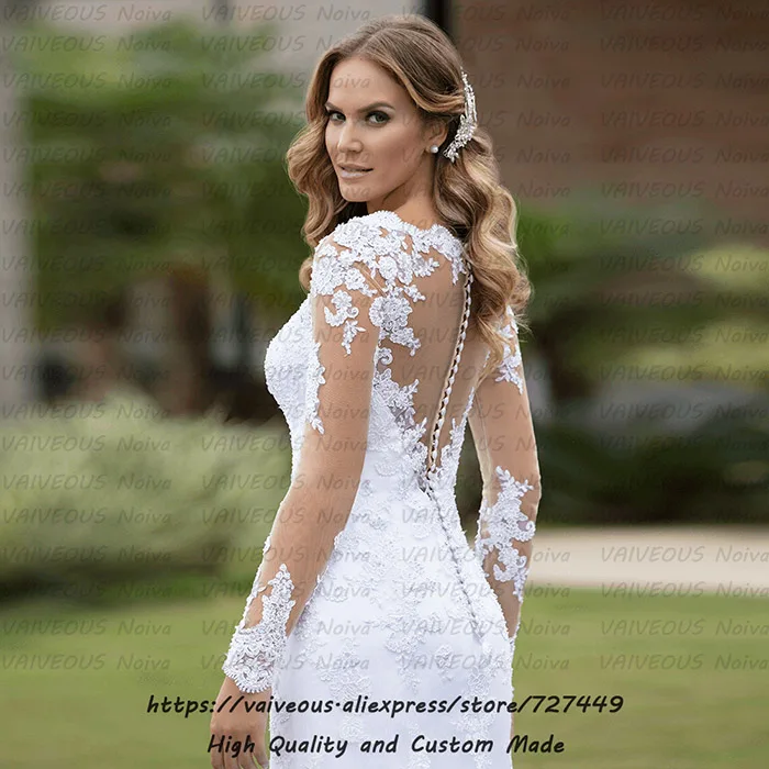 White Color Skin Net Vestido de Casamento сексуальное Бохо свадебное платье Brautkleid свадебное платье винтажное кружевное свадебное платье с длинным рукавом es Robe Mariage - Цвет: White Color Skin Net
