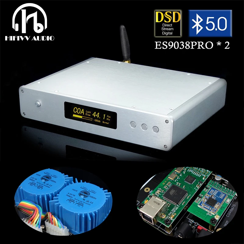 Hifi ES9038PRO Bluetooth 5,0 усилитель ЦАП для es9038 Xmos XU208 USB DAC декодер amplificador DAC аудио поддержка DSD512 384K