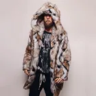 Зимняя модная мужская теплая куртка с леопардовым принтом, новинка, стильная верхняя одежда из искусственного меха, Высококачественная парка, Мужское пальто