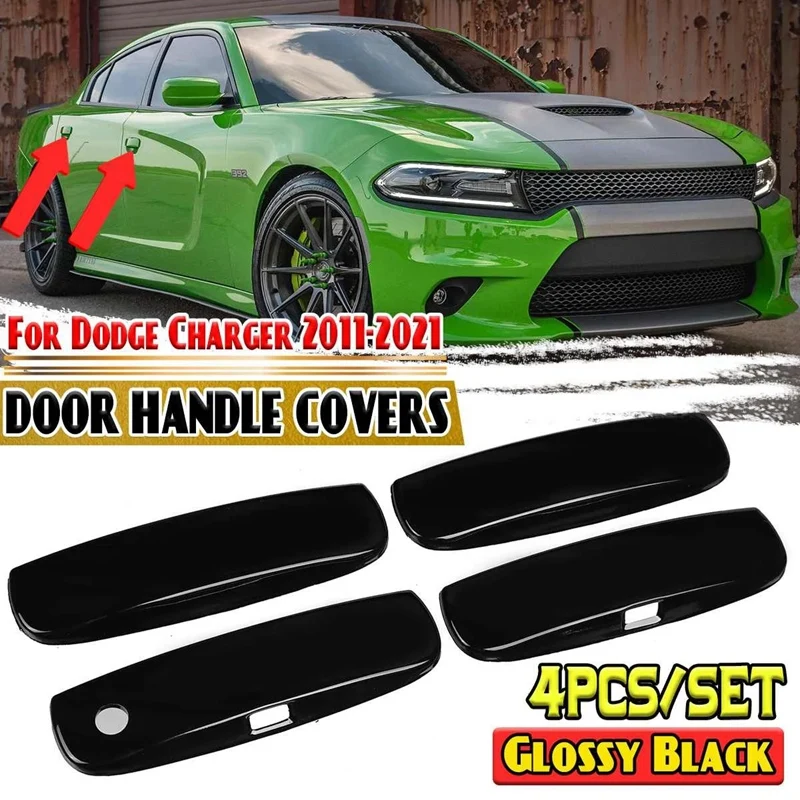 

New Car Exterior Door Handle Covers Trim Overlays Stickers Decals for Dodge Charger 2011-2021 Bright Black