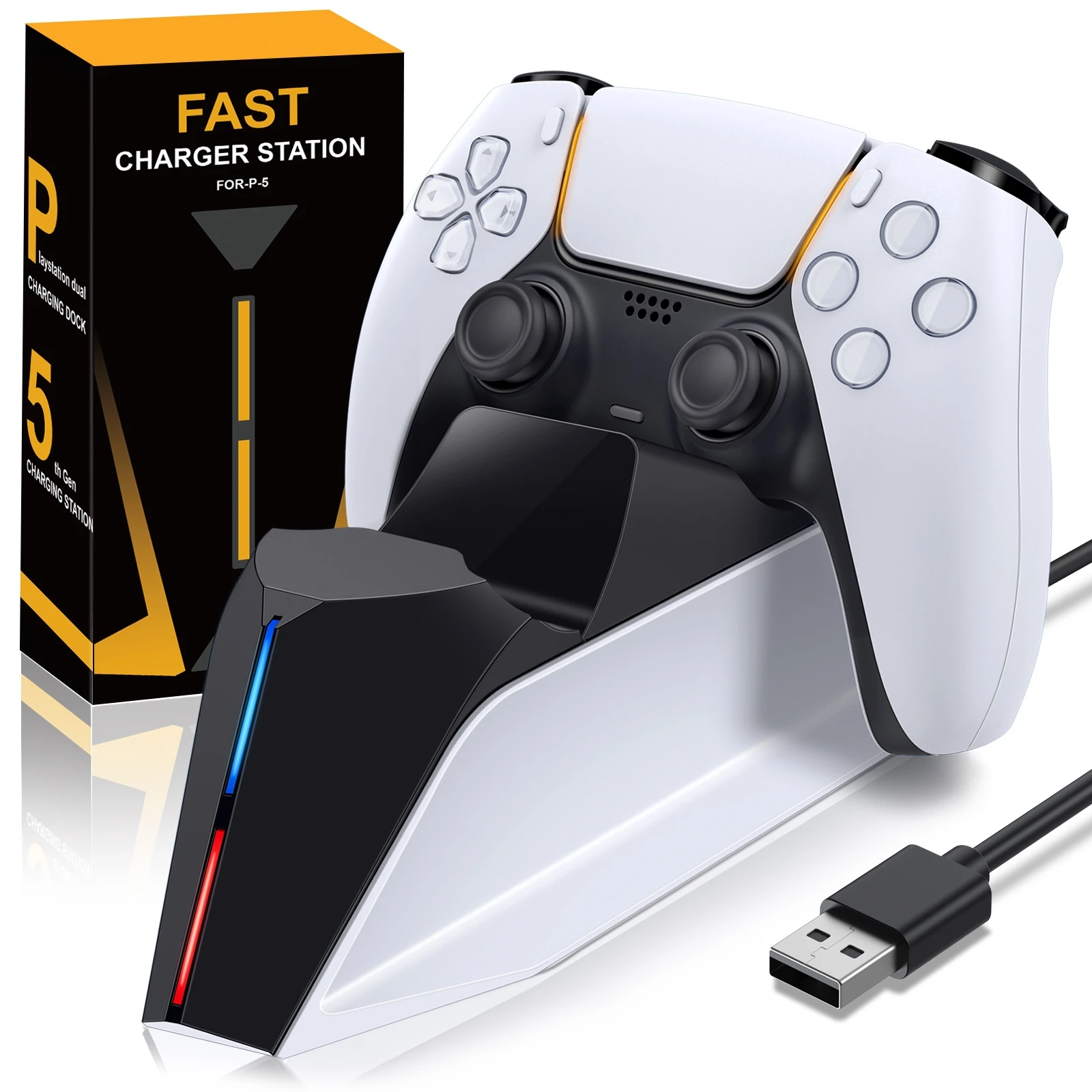 New Dual Fast Charger For PS5 Controller Type-C Charging Dock Station For Sony Playstation 5 Gamepad Charger For PS5 Accessories