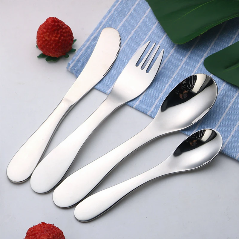 1 шт. набор детской безопасной посуды из нержавеющей стали круглый столовый вилок