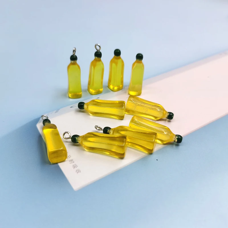 Подвески в виде бутылочки масла из смолы для брелока, колье, серьги, кулон, ювелирные изделия, миниатюрные, C327, 10 шт.