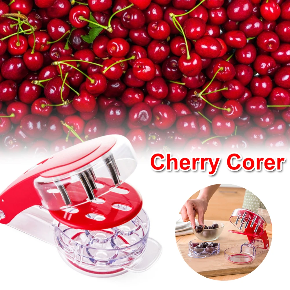 

6 Hole Cherry Fruit Kitchen Olive Remover Remove Pit Tool Seed Gadget Stoner Core Corer Pitter for Making Cherry Pie and Jam