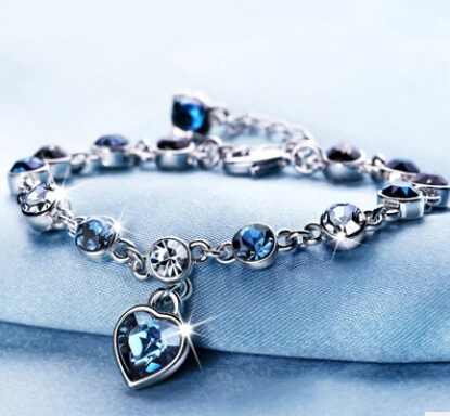 Браслет для женщин роскошный кристалл сердце Шарм золотые браслеты ювелирные