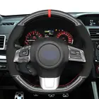 Для Субару WRX (STI) Levorg 2015 2016 2017 2018 2019 ручной шить черного цвета из натуральной кожи углеродного волокна Чехол рулевого колеса автомобиля