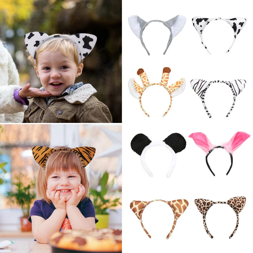 

Boy Girls Cartoon Animals Headband Hairband Cosplay Ear Headwear Kids Birthday Party Gift Halloween Christmas Props Tiger