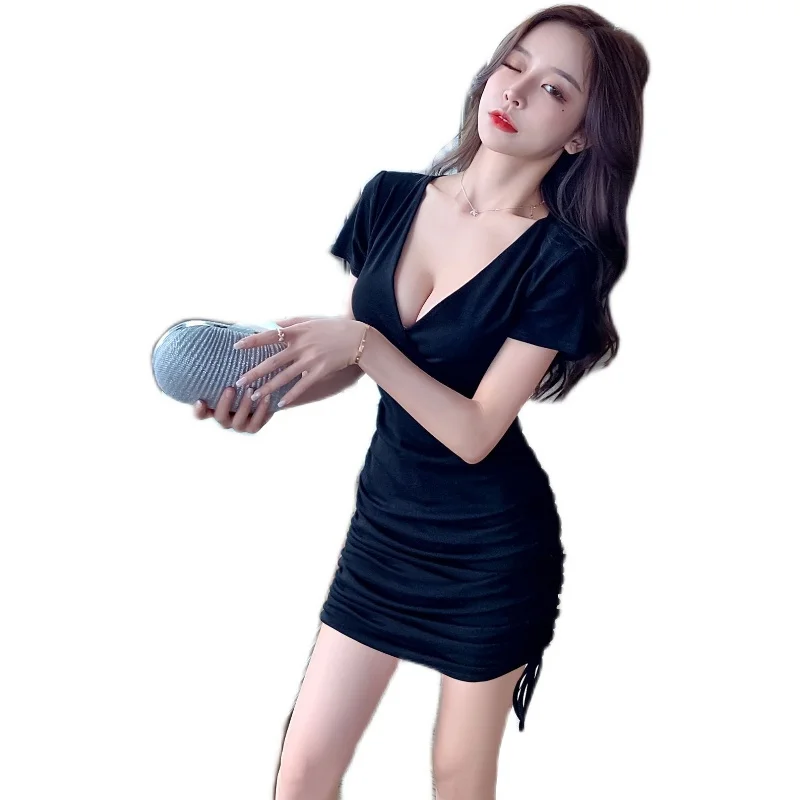 

Shop Dress Sexy Nightclub Low-Cut Women's Elegant Night Club Tight Drawstring Bag Hip Skirt