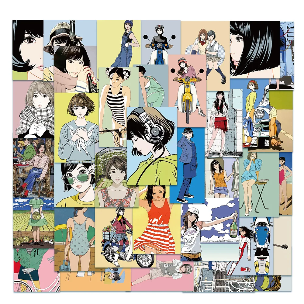 

10/50pcs Japanese Comic Girl illustration stickers DIY scrapbooking Postcard mobile phone Photo Prop Wall decoration stickers