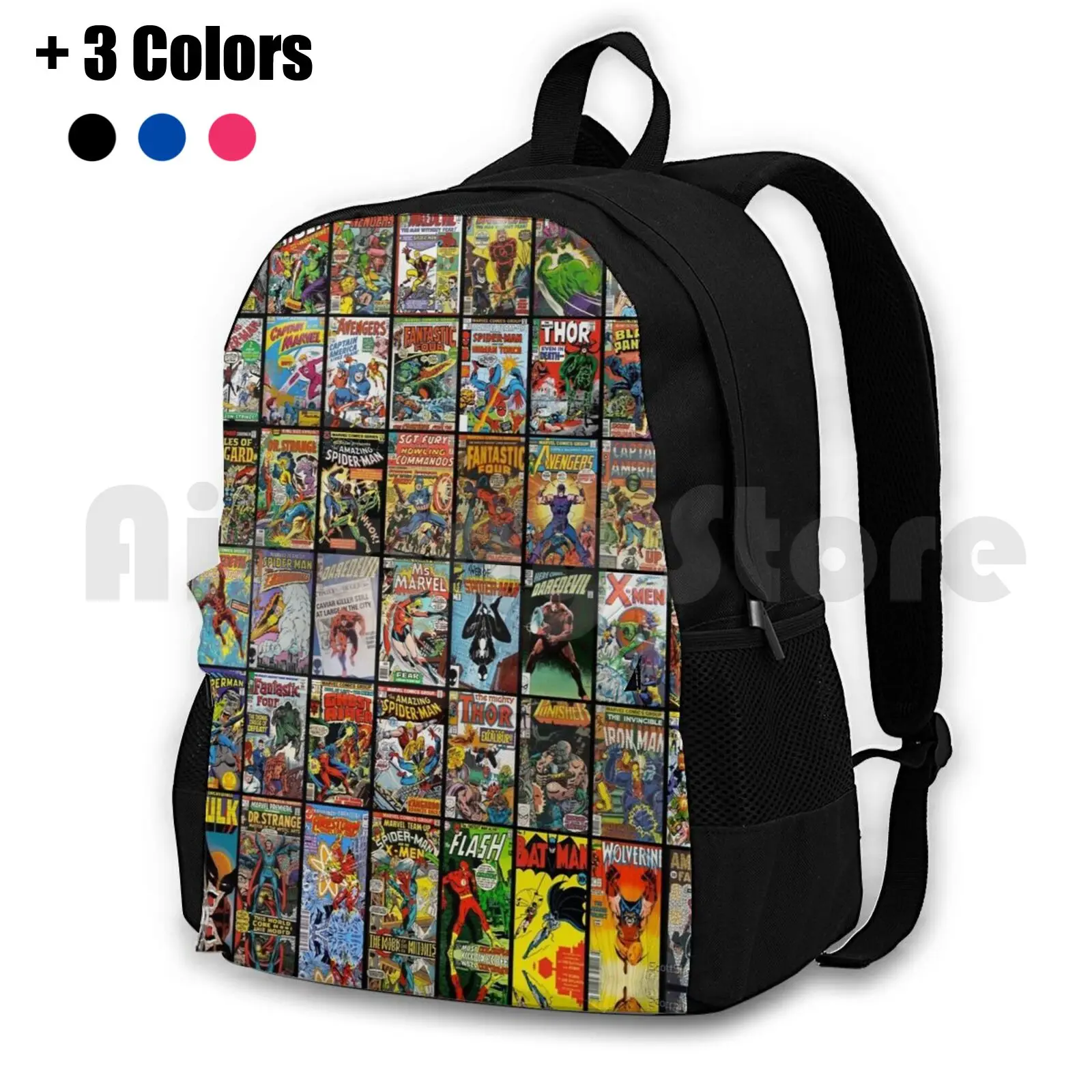 

Vintage Superhero Comic Book Collection Pattern Face Mask Outdoor Hiking Backpack Waterproof Camping Travel Vintage Superhero