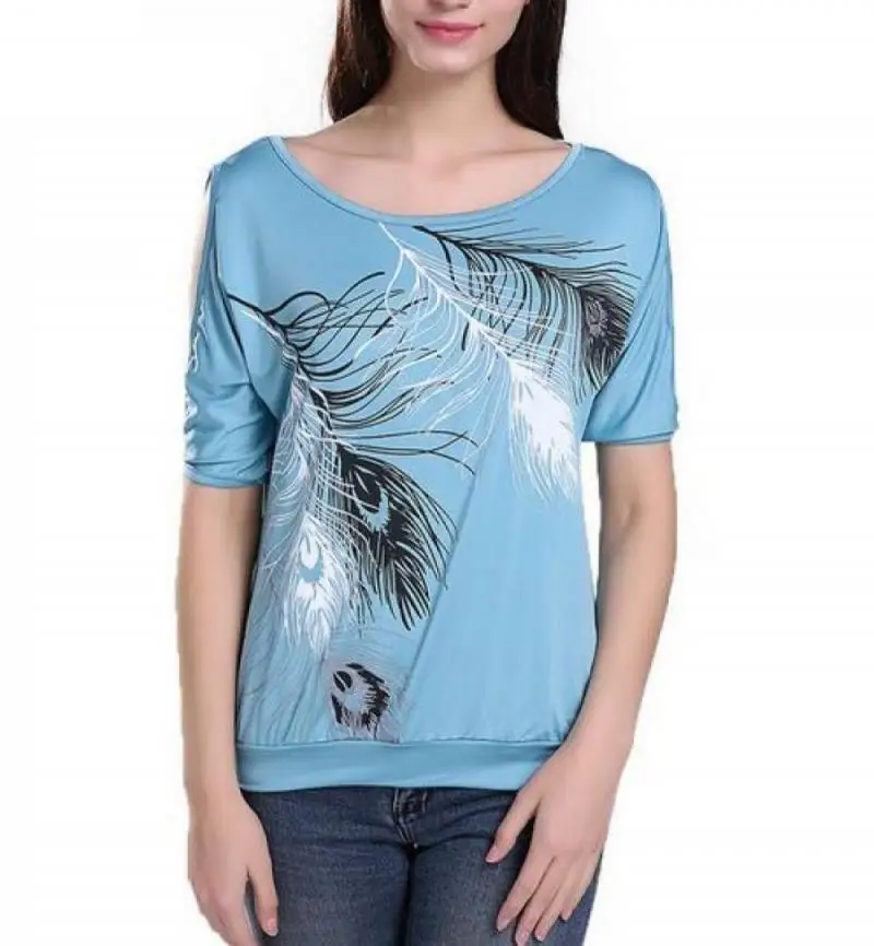 Женская футболка с коротким рукавом круглым вырезом и открытыми плечами|t-shirts summer