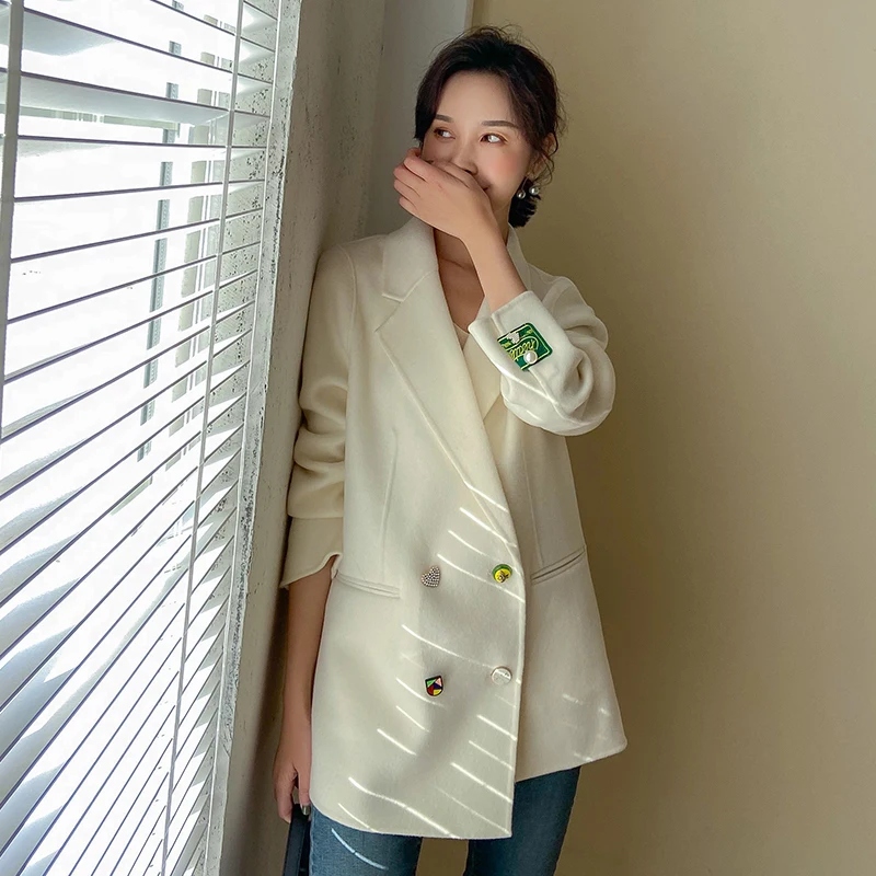 2020 Весна Осень 100% шерстяное пальто женское элегантное Шерстяное Пальто