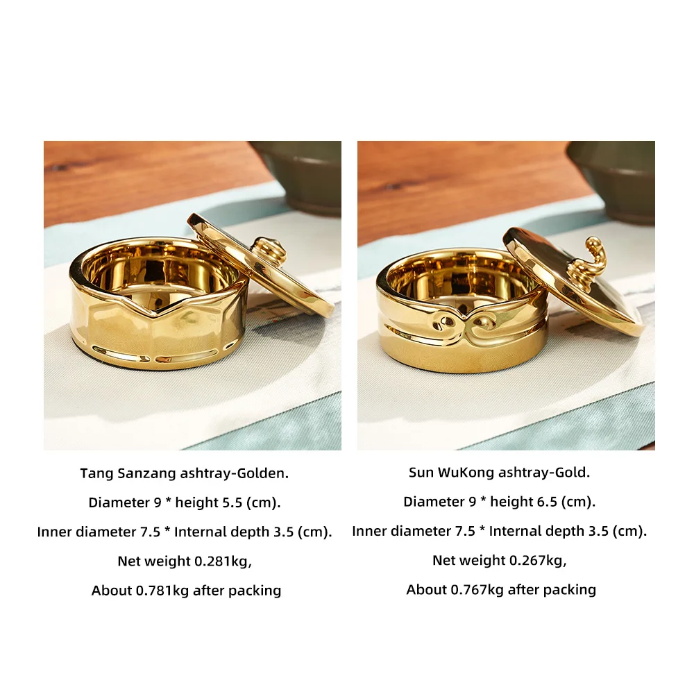 

Golden metal Ashtray Creative travel Ashtray Vehicle Ashtray Decoration Ashtray Decorative Box Ashtrays With Lids Home Windproof
