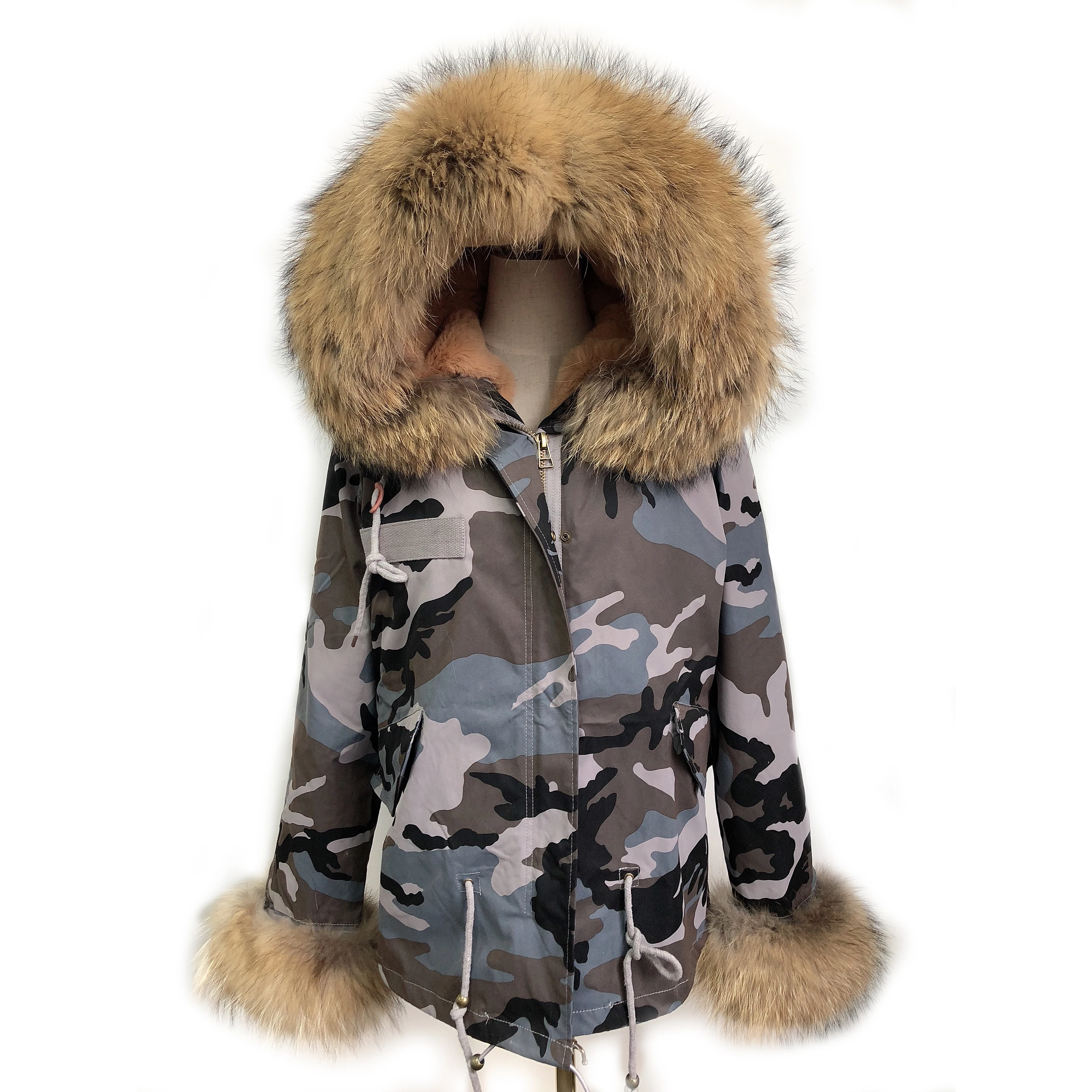 

Winter jacket women outwear fur lining parkas natural real fur collar parka