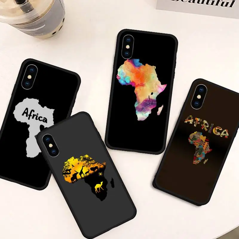 

Africa Map Geography Painted Phone Case For iphone 12 11 13 7 8 6 s plus x xs xr pro max mini
