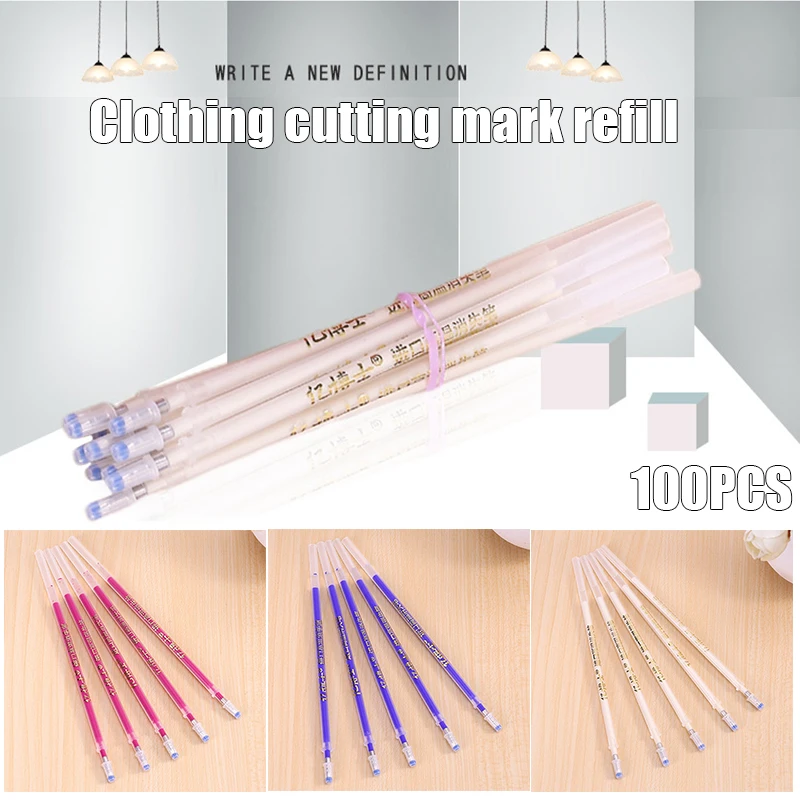 

100pcs Heat Erasable Pen High Temperature Disappearing Fabric Marker Refills DJA88