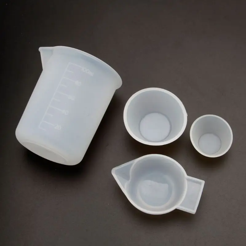 

4Pcs Measuring Cup Kits Silicone Mixing Cups Measuring Cups 100ml 10ml DIY Resin Jewelry Tools Kit DIY Practical Tools