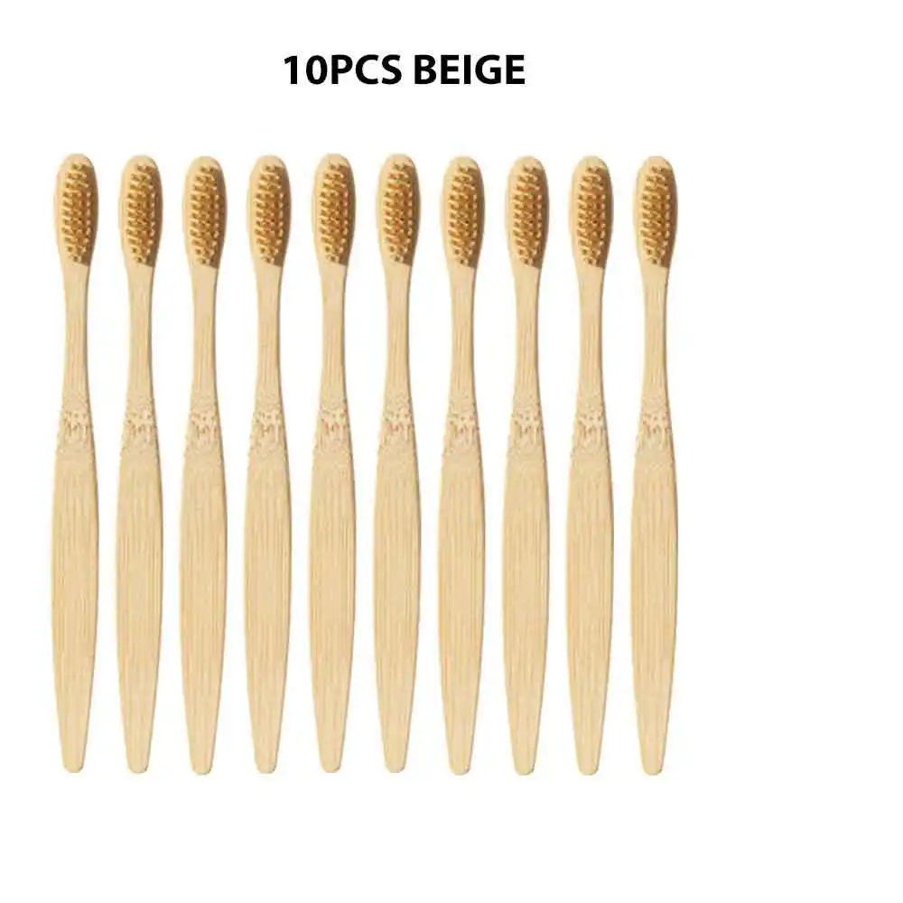 10pcs beige 10 шт./компл. окружающую среду с бамбуковым древесным углем Зубная щётка es для гигиены полости рта с низким содержанием углерода средней зубные щетки с мягкой щетиной для деревянной ручкой Зубная щётка - Цвет: 10pcs beige