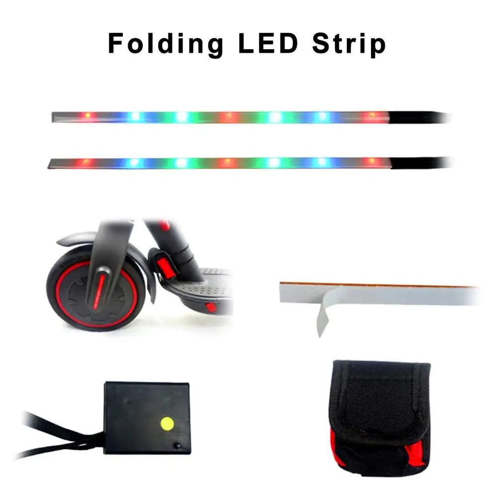 

Folding LED Strip Flashlight Cycling Safety Light For Xiaomi Mijia M365 Electric Scooter Skateboard